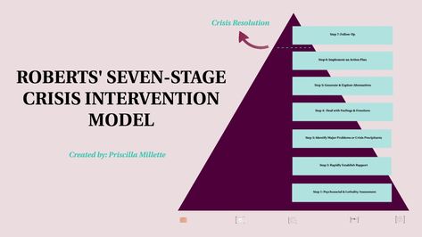 Roberts Seven-Stage Crisis Intervention Model Crisis Counselor, Crisis Counseling, Counseling Tools, Effective Presentation, Crisis Intervention, System Administrator, Therapy Resources, Action Plan, Feelings And Emotions