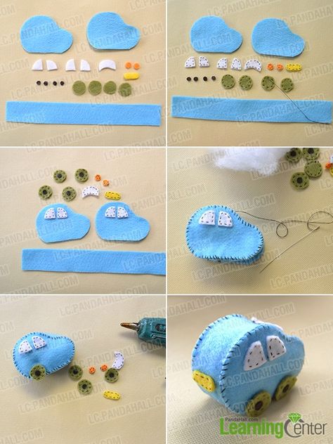 Children’s Day Idea on How to Make Easy Felt Car for Kids - Pandahall.com Felt Car, Easy Felt Crafts, Car For Kids, Handmade Crystal Jewelry, Bee Crafts, Make Your Own Jewelry, Jewelry Making Tools, Craft Tutorial, Felt Toys