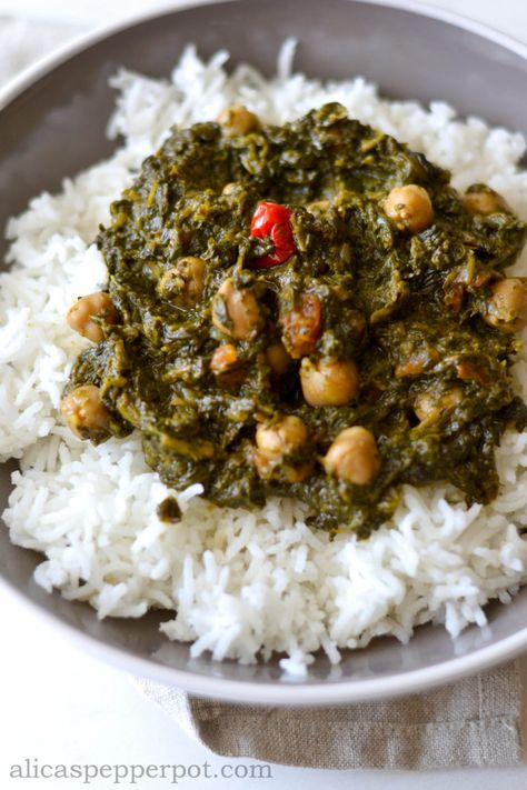 Guyanese-Style Bhaji w/ Shrimp (sauteed spinach) | Alica's Pepper Pot Shrimp And Sauteed Spinach, Callaloo Recipe, Shrimp Sauteed, Guyanese Recipes, Carribean Food, Trini Food, Bhaji Recipe, Sauteed Spinach, Island Food