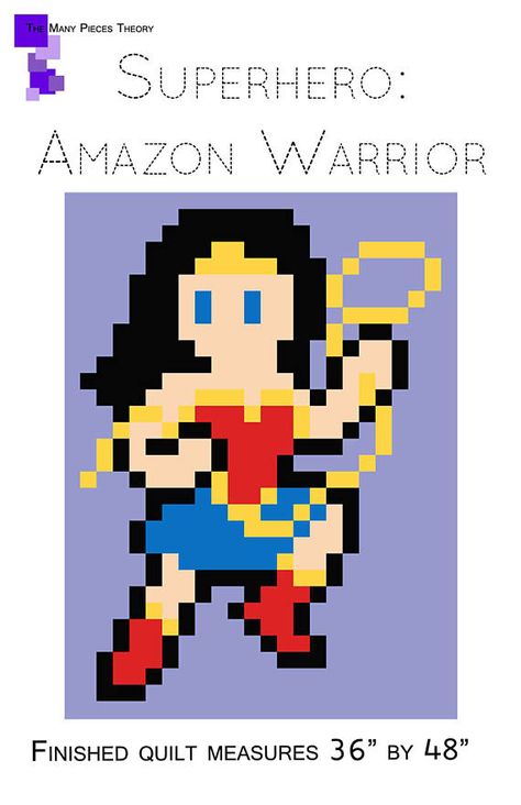 Wonder Woman Quilt Pattern - Amazon Warrior Lap Quilt Easy Sew Weekend Blanket Pattern Created by the gods, the Amazon Warrior shows compassion but that doesnt stop her from annihilating her enemies. Inspired by Wonder Woman. This quick simple pixel quilt can be made in a weekend. Wonder Woman Quilt, Pixel Quilt, Tiny Journal, Sew Blanket, Quilt Easy, Pixel Quilting, Lap Quilt Patterns, Amazon Warrior, Cuddling On The Couch