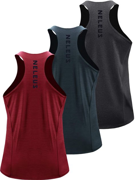 NELEUS Men's 3 Pack Running Tank Top Dry Fit Y-Back Athletic Workout Tank Tops Male Gym Outfit, Workout Back, Strengthen Your Back, Baggy Tops, Tank Tops For Men, Partner Workout, Running Tanks, Running Tank Tops, Tops For Men