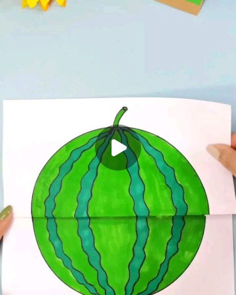 How To Draw A Watermelon, Peach Drawing Cute, Watermelon Drawing For Kids, Easy Food Drawings, Watermelon Drawing, Baby Staff, Easy Doodle, Cute Watermelon, Handmade Paper Crafts