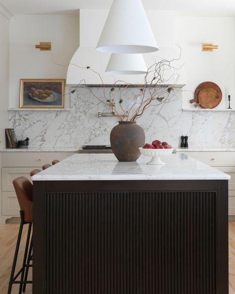 Introducing our Crescent Park kitchen renovation! For this home renovation we wanted to ensure that our design enhanced the preexisting architecture, while creating a homey and moody feel. Our clients wanted to keep the original flooring throughout their home, so we went with a darker stained island to add contrast and keep the space cohesive. #homerenovations #homerenovationtips #homeremodel #homeremodeling #kitchenremodel #kitchenrenovation #kitchenrenovations #interiordesigntips #inte... Contrast Kitchen Island, Stained Island, Interior Design Tips, The Space, Kitchen Renovation, Home Renovation, Home Remodeling, Kitchen Remodel, Crescent