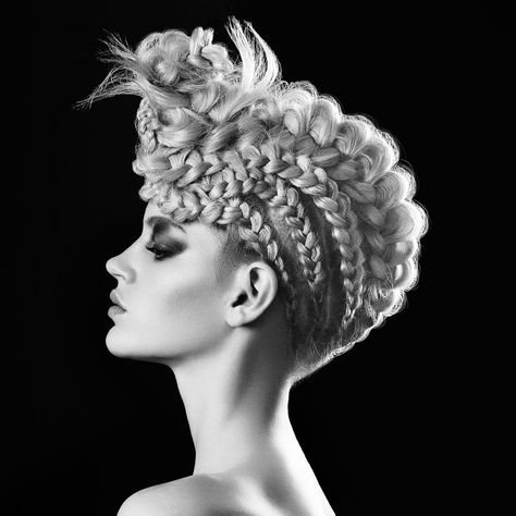 Hairstyles Extravagant, Extravagant Hairstyles, Coloured Braids, Competition Hair, Avant Garde Hair, Editorial Hair, Fantasy Hair, Hair Braid, Hair Shows