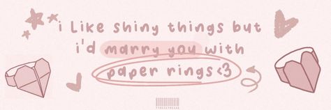 Pink Header, Paper Rings, Cute Headers For Twitter, Cute Headers, Paper Ring, Header Pictures, Header Banner, Cute Messages, Cute Cartoon Drawings