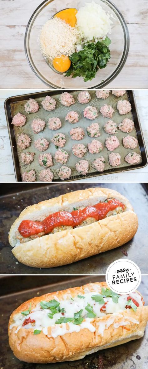 Italian Turkey Meatball Subs · Easy Family Recipes Home Made Meatball Subs, Healthy Meatball Subs, Meatball Subs Easy, Turkey Meatball Sandwich, Turkey Meatball Subs, Italian Red Sauce, Chef Skills, Italian Turkey Meatballs, Meatball Sub Recipe