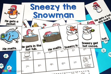 Sneezy the Snowman Sequencing Sneezy The Snowman Activities Free, Sneezy The Snowman Activities, The Snowman Activities, Sequencing Kindergarten, Snowman Activities, Reading Comprehension Games, Sequencing Activities Kindergarten, Sneezy The Snowman, Comprehension Games