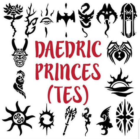 Daedric Prince Symbols Daedric Tattoos, Sheogorath Tattoo, Skyrim Makeup, Skyrim Symbols, Minimalist Skyrim Tattoo, Skyrim Logo Tattoo, Skyrim Symbol, Prince Symbol Tattoo Ideas, Prince Symbol Jewelry