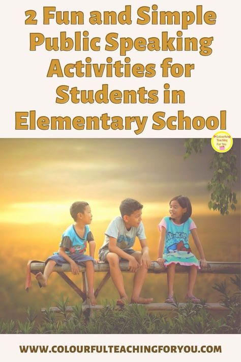 2 Fun and Simple Public Speaking Activities and Tips for Elementary Students by Charlotte Lim of Colourful Teaching For You. Show your elementary and middle school students how to overcome fear and improve communication skills by teaching them presentation tips and public speaking strategies. This is one way to integrate student voice in the class. https://www.colourfulteachingforyou.com/2022/06/2-fun-and-simple-public-speaking-activities-for-students-in-elementary-school Tips For Elementary Students, Demonstration Speech, Improve Speaking Skills, Public Speaking Activities, Physical Education Lessons, Presentation Tips, Activities For Students, Student Voice, Improve Communication Skills