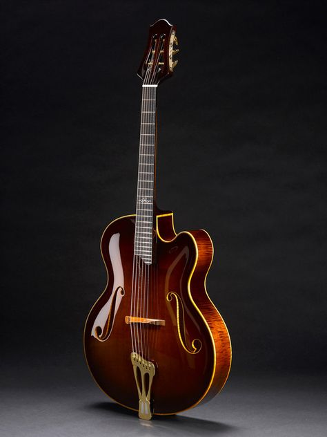 ARCHTOP GUITARS by Theo Scharpach (Blue guitars) Guitar Ideas, Guitar Photos, Archtop Guitar, Unique Guitars, Cool Electric Guitars, Guitar Collection, Stringed Instruments, Music Fest, Classic Guitar