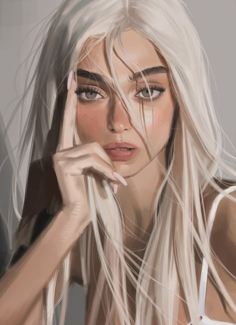 Blonde Female Character Art, Digital Portrait Art, Wow Art, Digital Art Girl, Digital Portrait, Character Portraits, White Hair, Blonde Girl, Portrait Art