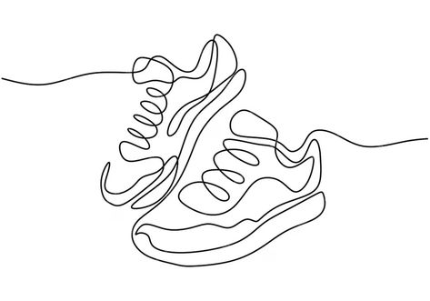 Premium Vector | Continuous one line drawing of sneakers sports shoes in a minimalist style Running Shoe Tattoo, Running Shoes Tattoo, Marathon Tattoo, Shoe Tattoo, Running Tattoo, Shoe Tattoos, Instagram Shoes, Sunset Tattoos, Art Sport