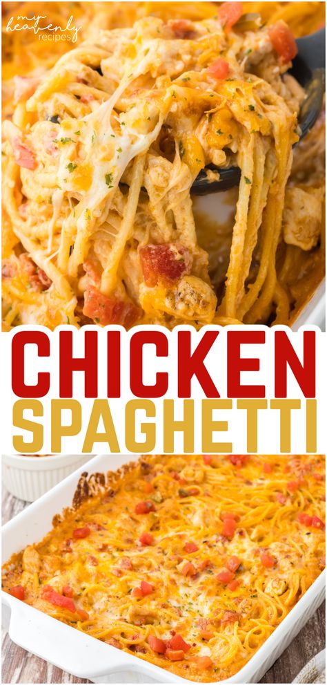 chicken spaghetti Chicken Breast Cream Cheese, Chicken With Spaghetti Sauce, Easy Chicken Spaghetti Recipe, Chicken Breast Pasta, Easy Chicken Spaghetti, Recipe For Family, Crockpot Chicken Spaghetti, Chicken Spaghetti Recipe, Spagetti Recipe