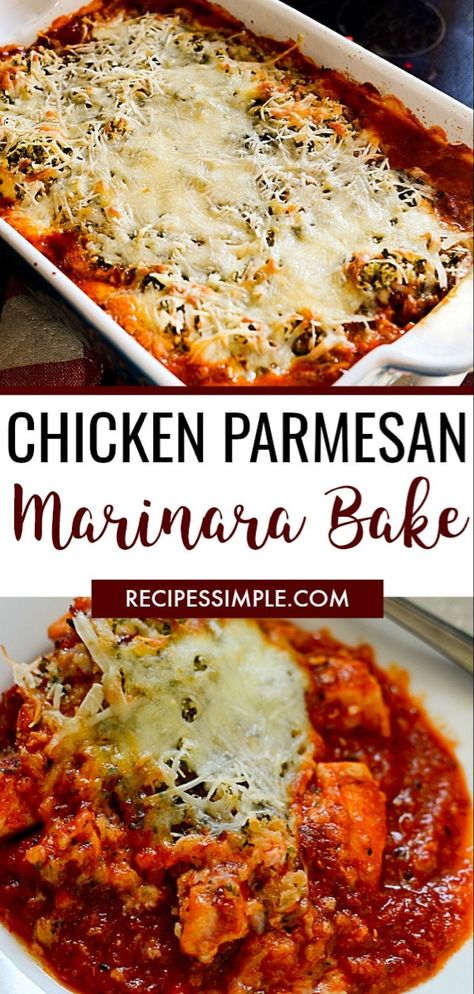 Chicken With Marinara Sauce, Chicken With Marinara, Baked Chicken Marinara, Marinara Chicken, Chicken Marinara, Chicken Parmesan Recipe Baked, Marinara Recipe, Marinara Sauce Recipe, Chicken Parmesan Casserole