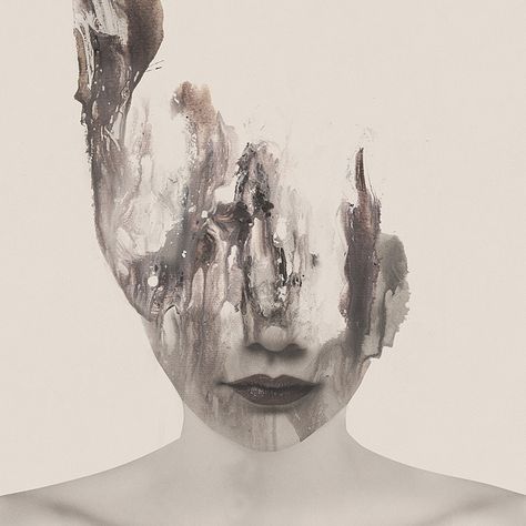 In his cryptic and elusive works, visual artist Januz Miralles from the Philippines, explores the beauty and fragileness of the female body by fusing photography, drawing and painting. These photo manipulations, in a monochromatic range of color with occasional dashes of red, sport an unexpected handmade element to their digital images. While the artist and his techniques seem to be as enigmatic as his works, he doesn’t fail to awake emotions in both his strong imagery and their viewers. A Level Art, Abstract Portrait, Visual Artist, Painting Techniques, Amazing Art, Painting & Drawing, Art Inspo, Beautiful Art, Digital Artist