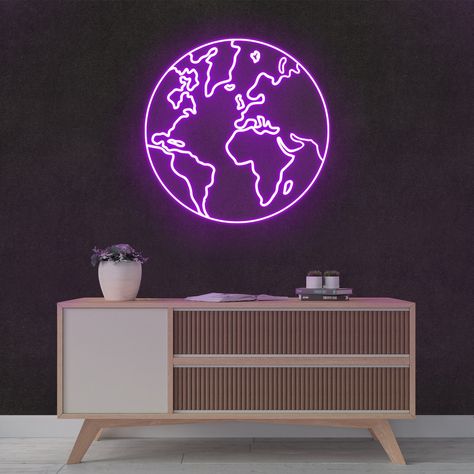 Global Aesthetic, Led Wall Decor, Acrylic Board, Room Lighting, Led Wall, Room Lights, Inspired Homes, Neon Lighting, Neon Sign