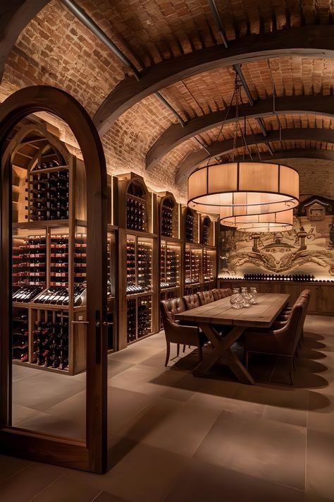 Basement Wine Tasting Room, Winery Tasting Room Interiors, Wine Cellar Brick, Secret Wine Room, Root Cellar Design, Restaurant Wine Cellar, Wine Tasting Room Ideas Interior Design, Root Cellar Ideas Basement, Wine House Design