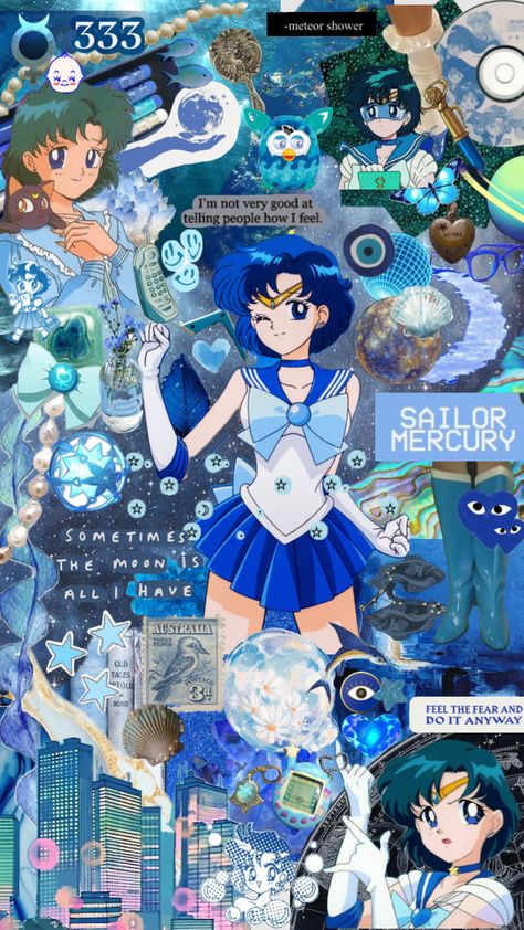 Mercury Aesthetic, Quirky Wallpaper, Books Wallpaper, Arte Sailor Moon, Sailor Pluto, Sailor Moon Manga, Sailor Moon Wallpaper, Cool Anime Backgrounds, Music Books