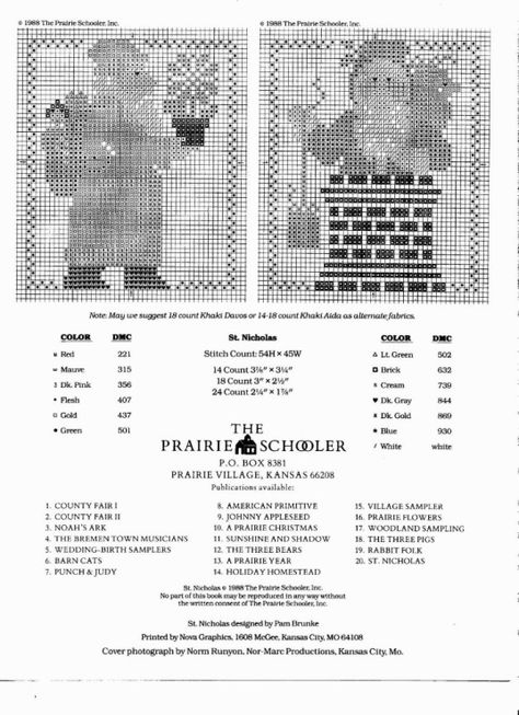 Prairie Schooler Cross Stitch Charts, Santa Klaus, Santa Cross Stitch, Prairie Schooler, Christmas Embroidery Patterns, Holiday Cross Stitch, Xmas Cross Stitch, Winter Cross Stitch, Cross Stitch Christmas Ornaments