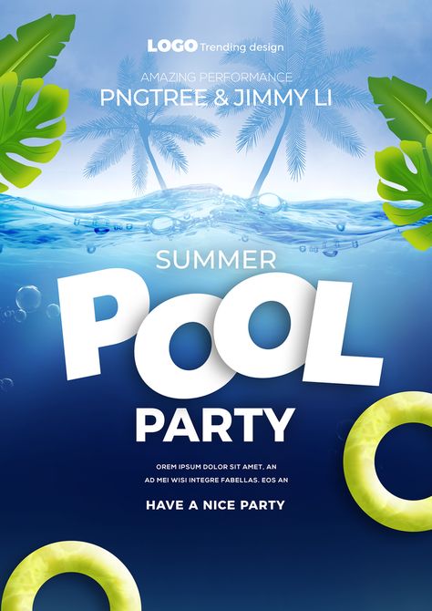 Pool Party Poster, Pool Parties Flyer, Night Pool Party, Pool Party Themes, Photography Editing Apps, Party Flyers, Fashion Nature, Poster Psd Free Download, Poster Psd