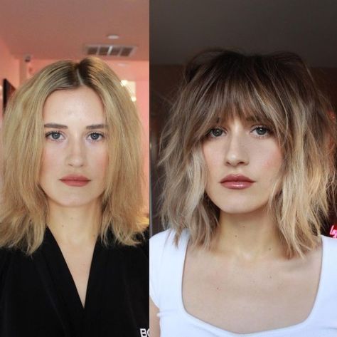 Chopped Bob with Bangs and Waves Best Haircuts For Square Faces, Haircuts For Square Faces, Hair Bows Ribbon, Very Short Pixie Cuts, Strong Jawline, Lob With Bangs, Haircut For Square Face, Long Layered Cuts, Square Face Hairstyles