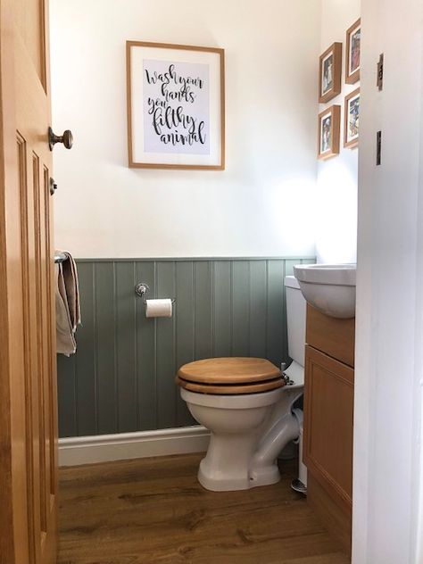 Transform your Home with Tongue and Groove Wall Panelling Toilet Remodel, Small Downstairs Toilet, Tongue And Groove Walls, Wooden Panelling, Tongue And Groove Panelling, Small Toilet Room, Wall Paneling Diy, Diy Wand, Wall Panel Design