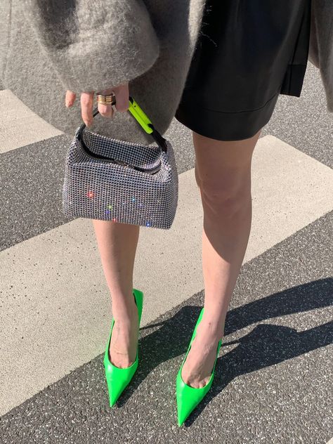 ootd, outfit details, Eera bag, Balenciaga heels, neon green Balenciaga heels, sparkly bag, sparkles, neon green #leoniehanne #eera #eerabag #balenciagaheels #sparkles #shiny #neongreen #styleinspo #stylesnap #outfitdetails #balenciaga Glitter Bag Outfit, Sparkly Bags, Iconic Heels, Green Balenciaga, Balenciaga Heels, Heels Sparkly, Sparkly Bag, Sparkle Socks, Glitter Outfit