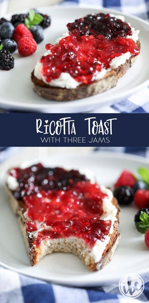 Ricotta Toast Breakfast, Jam Toast, Ricotta Toast, Beautiful Breakfast, Ricotta Recipes, Berry Jam, Breakfast Toast, Best Breakfast Recipes, Spring Party