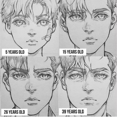 Anime Art Reference/Tutorials on Instagram: “I find it so hard to express age through drawing... . Ages by @thisuserisalive . Follow @arttoolbook for more!! Dm about paid promotion . .…” Art Du Croquis, 얼굴 드로잉, 얼굴 그리기, Poses References, Drawing Tutorials, Drawing Poses, Drawing Reference Poses, Manga Illustration, Drawing Tips