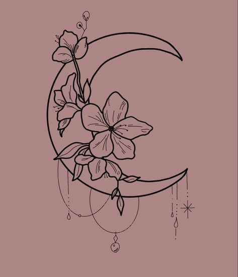 Beautiful flowers with a moon line work