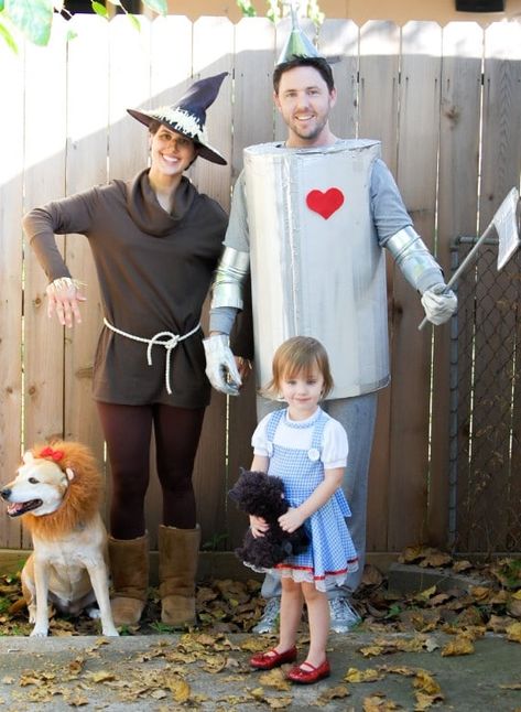 Top 35 Most Creative Themed DIY Halloween Costumes For The Entire Family Wizard Of Oz Diy, Tin Man Costume, Diy Costumes Men, Tin Man Costumes, Diy Costume Ideas, Cupcake Costume, Wizard Of Oz Characters, Costume Disney, Trio Halloween Costumes