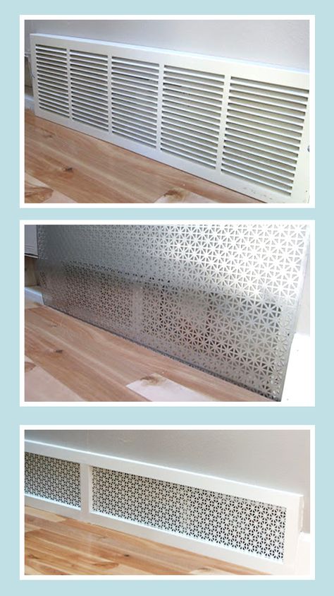 A better looking return air grille using a patterned metal sheet purchased from Lowe's! Use a Tin Snip (looks like scissors) to cut the size. Paint it with semi-gloss spray paint. Set the patterned metal against the air intake, frame it with 1x2 pine. Caulk the edges and finish with trim paint. Easy Home Improvement Projects, Easy Home Improvement, Diy Home Decor Ideas, Expensive Houses, Up House, Baby Shower Decor, Home Upgrades, Home Repairs, Diy Home Improvement