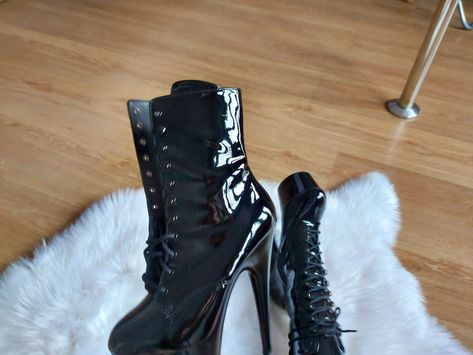 Pleaser boots black platform high heels Pleaser Boots, Pleaser High Heels, Pleaser Heels, Platform High Heels, Black Platform, Blue Aesthetic, Boots Black, Platform Heels, Winter Boot