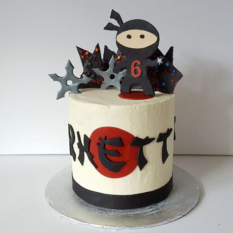 Ninja Warrior Birthday Party Cakes, Ninja Theme Cake, Ninja Cake Ideas, Ninja Birthday Cake Ideas, Ninja Cake Topper, Ninja Themed Birthday Cake, Ninja Cake Ideas Boys, Ninja Kidz Cakes, Ninja Bday Cake