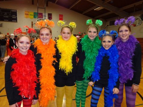 Group rainbow costume. Rainbow Halloween Costume, Rainbow Group, Karneval Diy, Rainbow Costume, Group Halloween Costume Ideas, Rainbow Costumes, Rainbow Halloween, Teacher Halloween Costumes, Color Wars