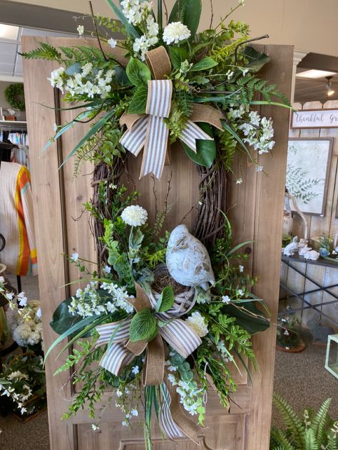 Oval Grapevine Wreath, Haning Grapevine Wreaths, Woodland Door Swag, Grapevine Wreath With Dried Flowers, Shabby Chic Wreath, Greenery Arrangements, Floral Grapevine, Fall Swags, Faux Flower Arrangements