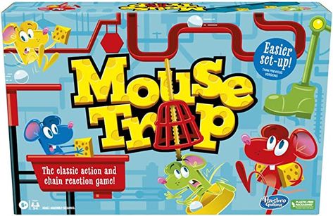 Amazon.com: Hasbro Gaming Mouse Trap Board Game for Kids Ages 6 and Up, Classic Kids Game for 2-4 Players, with Easier Set-Up Than Previous Versions : Toys & Games Mouse Trap Board Game, Mouse Trap Game, Board Game For Kids, Fun Indoor Activities, Mouse Trap, Mouse Traps, Kids Game, Fun Board Games, Classic Board Games