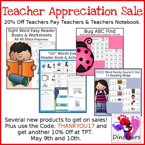 May Teacher Appreciation Sale! | 3 Dinosaurs Cvcc Words, 3 Dinosaurs, Teacher Notebook, Gross Motor, Hands On Learning, New Things, Teacher Appreciation, Dinosaurs, On Sale