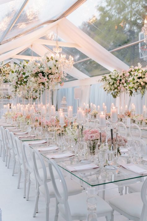 Outdoor Wedding Reception Decorations, Backyard Tent Wedding, Blush Wedding Theme, Pastel Wedding Theme, Backyard Bridal Showers, Blush Wedding Decor, White Weddings Reception, Dream Wedding Reception, Pink And White Weddings