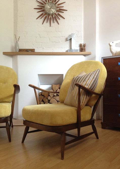 We have finished restoring a lovely pair of Ercol ‘Windsor’ Lounge Chairs – Model No. 203. These chairs are original 1960’s. These chairs have been widely regarded as the be… Ercol Sofa, Ercol Armchair, 70’s Decor, 60s Interior, Unique Chairs, Ercol Chair, Cottagecore Living, Ercol Furniture, Windsor Arm Chair