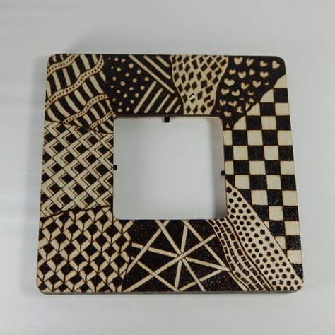 Hand made Picture Frames Zentangle Pyrography, Wood burn Zentangle is an abstract drawing created by using repetitive patterns. These frames are simple and unique. Perfect as a gift or for you to own. It has an antique feel and really brings out the wood burn patterns.  https://www.etsy.com/shop/SimpleMrSammy… Pyrography Picture Frame, Wood Burned Frames, Woodburning Crafts, Photo Frame Diy, Repetitive Patterns, Making Picture Frames, Diy Photo Frames, Woodburning Projects, Pyrography Art