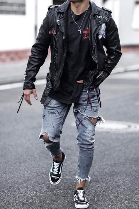 Rocker Style Men, Men Ootd, Nf Real, Rocker Outfit, Mens Fashion Dressy, Mens Fasion, Eyeless Jack, Street Clothes, Real Music