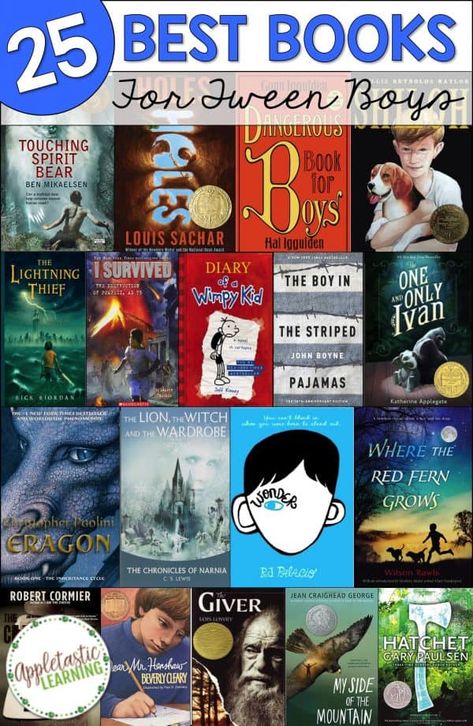 This book list of the 25 best books for tween boys is perfect for parents and teachers to help kids learn to love to read! These books for boys are great for ages 8-10, 10-12, and 12-14, and even reluctant readers! Includes adventure books, mystery books, funny books and ideas for chapter books for students in grades 3-5, 4-6, and 5-7. If you have boys who hate to read, these books for tweens boys and tweens middle school are perfect! Book Drive, Books Mystery, Books Funny, Middle School Boys, Funny Books, Middle School Books, Adventure Books, Reluctant Readers, Middle School Reading