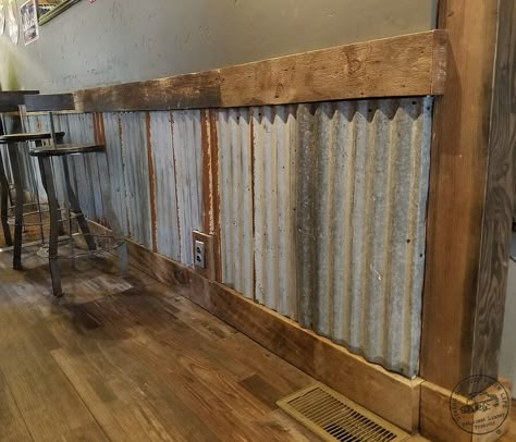 Corrugated Metal Wall, Barn Tin, Corrugated Tin, Corrugated Roofing, Man Cave Home Bar, Corrugated Metal, Tin Walls, Tin Wall, Barn Ideas