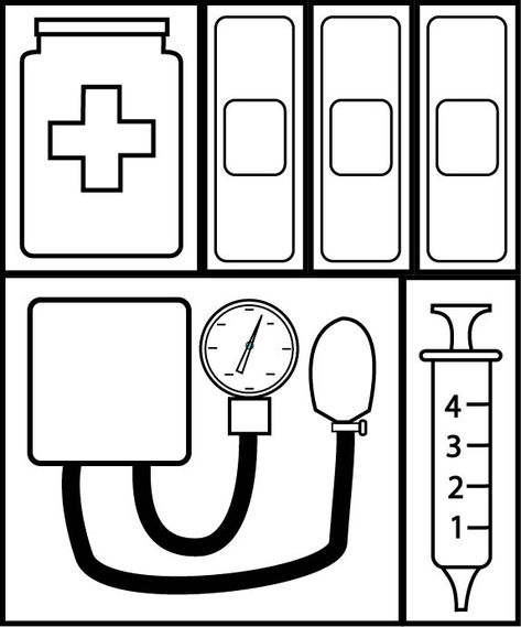 Doctor Bag Coloring Page Play Doctor Printables Free, Pretend Doctor Printables, Diy Doctor Kit For Kids, Doctor Colouring Pages, Doctor Play Printables, Doctor Bag Craft, The Doctor, Community Workers, Storytime Crafts