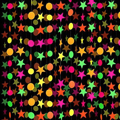 Paper Wedding Decorations, Glow Party Decorations, Alien Party, Flag Hanging, Blacklight Party, Banner Drawing, Uv Black Light, Star Garland, Decal Paper