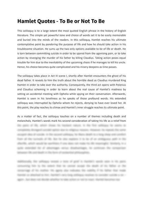 SOLUTION: William Shakespeare - Hamlet (play) - write a short academic essay on the quote "to be or not to be" - Studypool Hamlet Notes, Hamlet Play, Hamlet Quotes, History Of English Literature, Literature Notes, English Literature Notes, Honor Code, Shakespeare Hamlet, Academic Essay