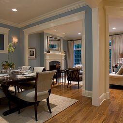 Dining room open to living room and kitchen Dining Room Paint Colors, Living Room Dining Room Combo, Traditional Dining Rooms, Dining Room Paint, Dining Design, Open Dining Room, Dining Room Colors, Dining Room Combo, Traditional Dining Room