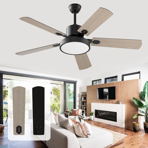 PRICES MAY VARY. 【Ceiling Fan Details】 Fans with remote adopts modern design concepts, perfectly integrating simplicity and fashion. The 52 inch large size and 5 double-sided fan blades bring you a spacious air supply range and a softer wind feel. The metal matte black motor highlights quality and style, adding the same scenery to your home environment 【Adjustable LED Lights】 52 inch ceiling fan with lights, 24 watt LED lights,Press the ON/OFF button on the remote control continuously to change Living Room Fans, Ceiling Fans With Light, Living Room Ceiling Fan, Ceiling Fan Bedroom, 52 Inch Ceiling Fan, Modern Farmhouse Bedroom, House Fan, Yellow Houses, Outdoor Ceiling