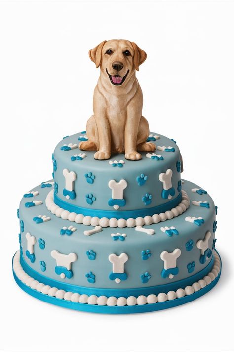 Creative Cake Ideas for Labrador Retriever Birthdays Birthday Cake For Dog Lovers, Fondant For Dogs, Cake That Looks Like A Dog, Fondant Puppy Cake Topper, Cake Decorated Like A Dog, Dog Birthday Cake Recipe, Puppy Cake, Dog Birthday Cake, Dog Cakes